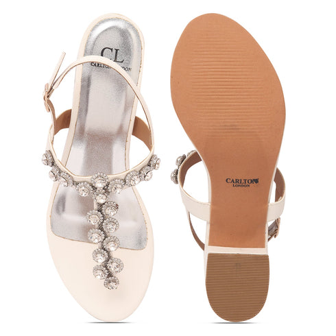 Women's Dazzling Embellishments Adjustable Slingback Strap Heel Sandal