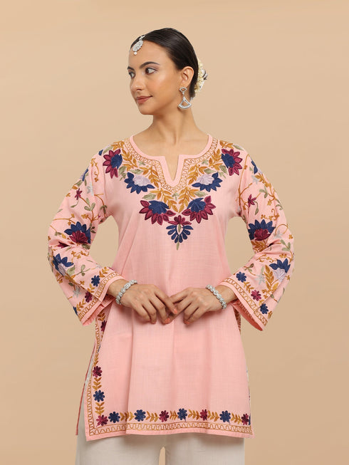 Falak Kashmiri Short Kurta - Pink