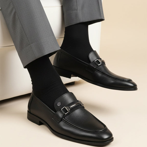 Men's Pebble Leather Dress Loafer with Contrast Band