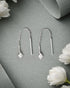 925 Sterling Silver Rhodium Plated CZ Threader Earring