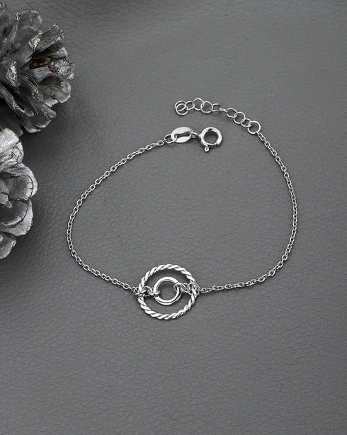 925 Sterling Silver Rhodium-Plated Circular Charm Bracelet