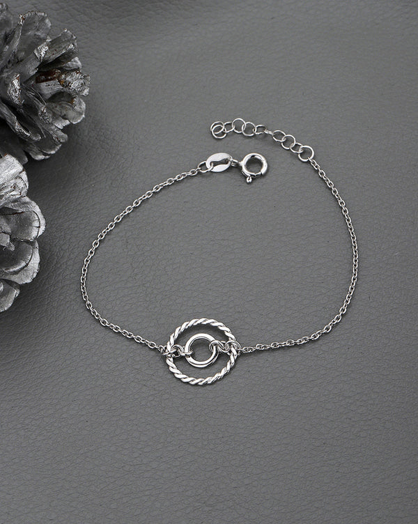 925 Sterling Silver Rhodium-Plated Circular Charm Bracelet