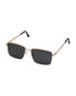 Unisex Gold and Black Toned Black Polarised Lens Rectangle Sunglasses
