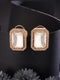 Gold Plated Uncut Polki Mossanite & AD Studded Geometric Designer Studds Earrings