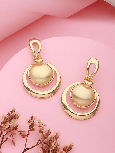 Anti-Tarnish Gold Plated Concentric balls Minimal Drop earrings