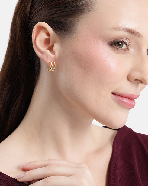 18kt Gold Plated Twisted Half Hoop Earring