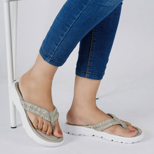 Women's Ruched Strap Thong Comfort Flip-Flops