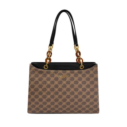 Carlton London Daphne Brown Printed Tote Bag CLLP 1063 BROWN
