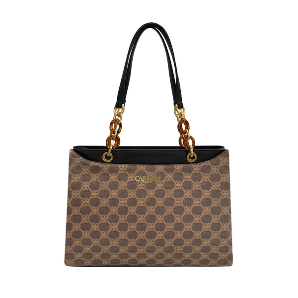 Carlton London Daphne Brown Printed Tote Bag CLLP 1063 BROWN