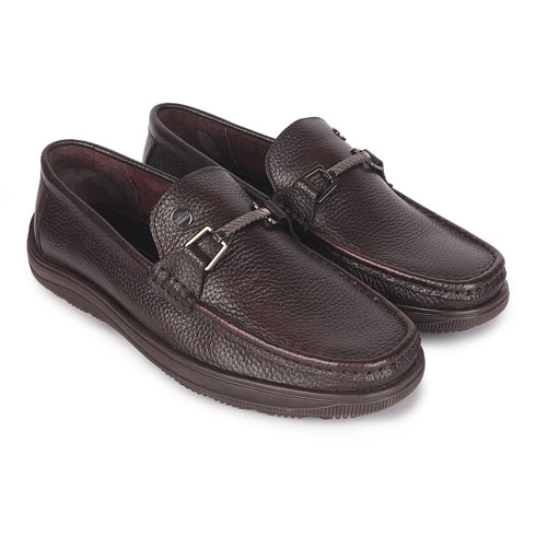 Men's Textured Leather Loafers with Cushioned EVA Comfort Sole