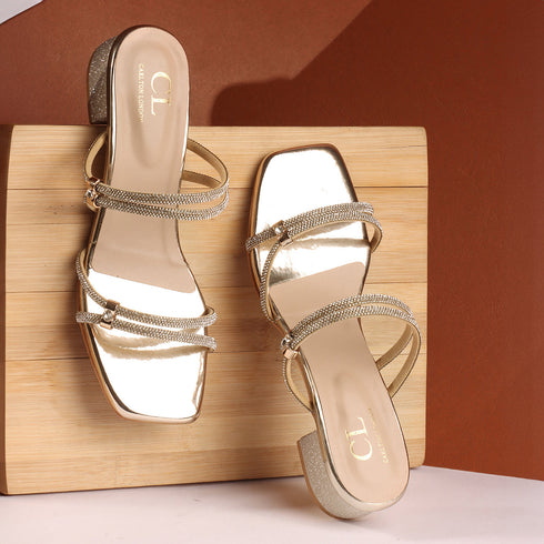 Women Embellished Party Block Sandals