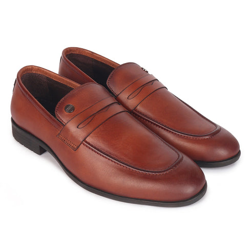 Men's Classic Smooth Leather Penny Loafers with TPR Sole