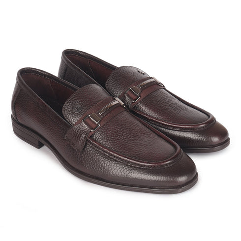 Men's Pebble Leather Dress Loafer with Contrast Band