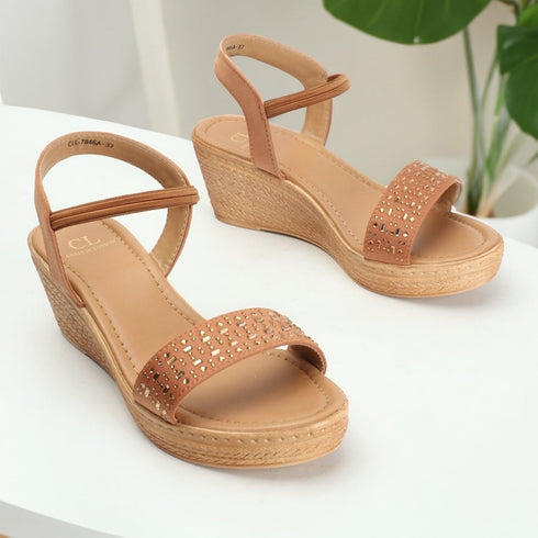 Women's Embellished Ankle Strap Wedge Sandals
