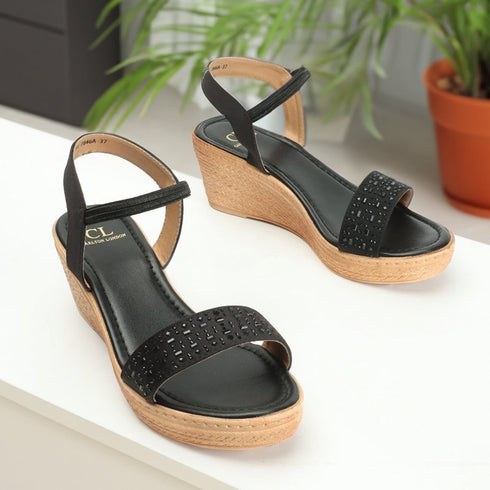 Women's Embellished Ankle Strap Wedge Sandals