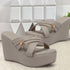 Women's Criss-Cross Strap Wedge Sandal with Charm Detail