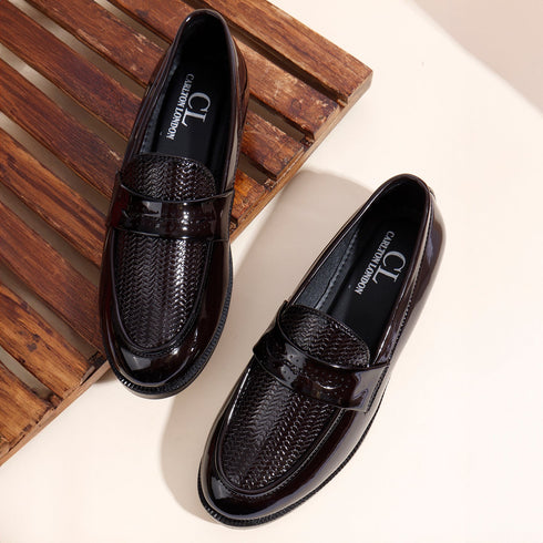 Men's Patent Textured Penny Loafer