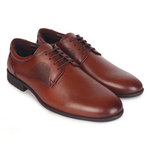 Men's Polished Cognac Leather Derby Dress Shoes