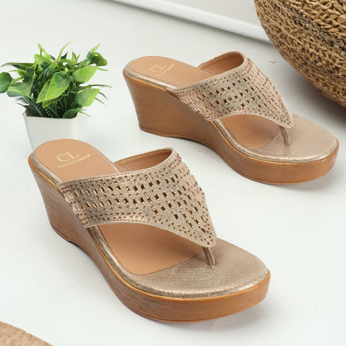 Women's Embellished Open Toe Wedge Heels Sandal