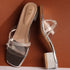 Women Embellished Block Heels Transparent Sandals
