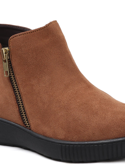 Women's Comfort Zipper Ankle Bootie Casual Everyday Low-Cut Boot