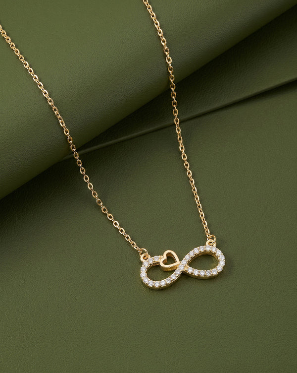18kt Gold Plated CZ Infinity and Heart Necklace