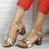 Women's Textured Block Heels Sandals