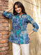 Women Blue Abstract Print A-Line Pure Cotton Kurti