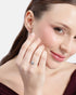 Rhodium Plated CZ Floral Adjustable Chain Ring