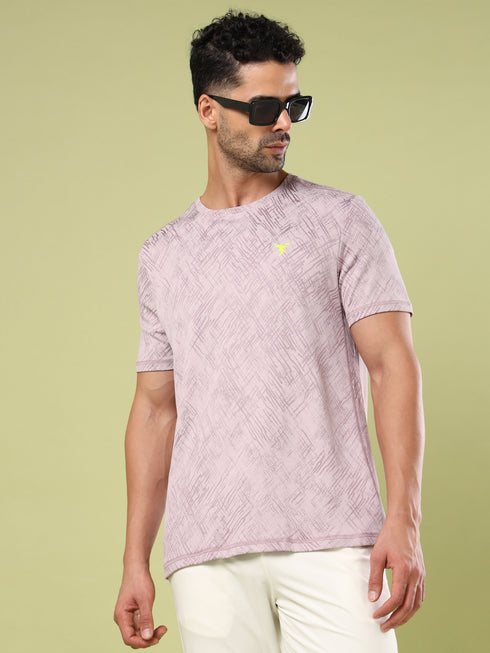 Men Jacquard Slim Fit Crew Neck T-shirt with DOUBLE COOL