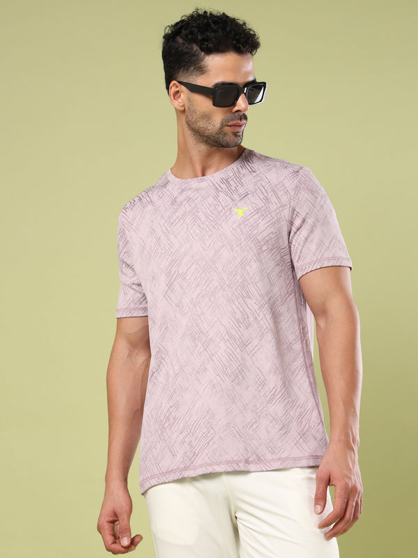 Men Jacquard Slim Fit Crew Neck T-shirt with DOUBLE COOL