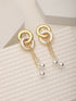 Anti-Tarnish 18k Gold plated & enamelled Eliptical Leafy Dangler Earrings