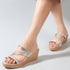 Women's Metallic Glitter Wedge Slide Sandals