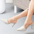 White Slip-On Pointed Toe Women Mule Heels