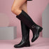 Women's Tall Moto-Style Riding Boot - Knee-High Footwear with Buckle Detail