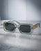 Women Grey & Gold Toned UV Protected Black Lens Square Sunglasses