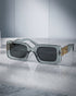 Women Grey & Gold Toned UV Protected Black Lens Square Sunglasses