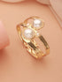 Anti-Tarnish 18k Gold Plated Pearl Studded Cuff Bangle Bracelet