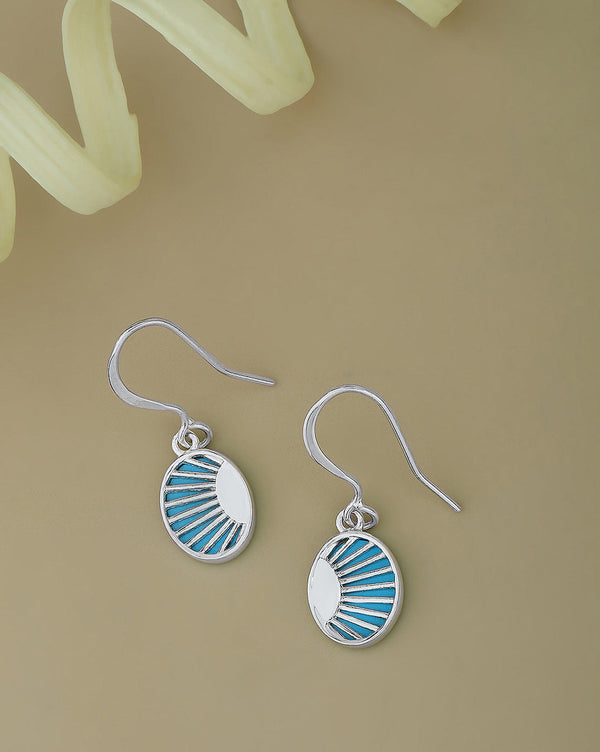 925 Sterling Silver Rhodium Plated Oval Drop Earring