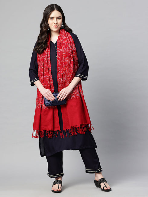 Women's Aari Embroidered Wool Stole