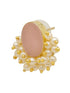 Gold Plated Pink stone & Pearl Beaded Statement Earrings