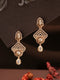 Gold Plated Uncut Polki Kundan Mossanite Studded Floral Dropdown Minimal earrings