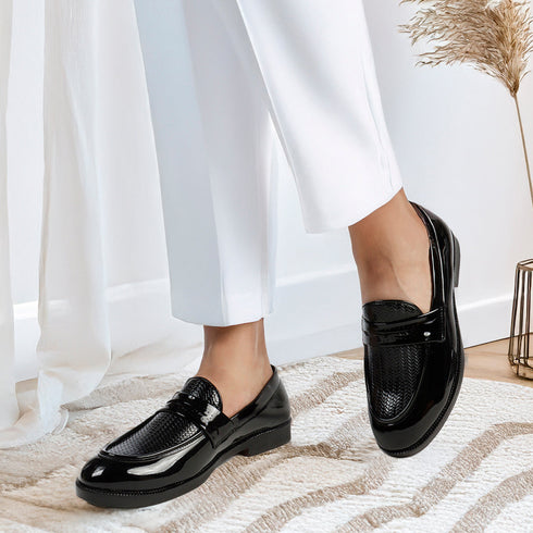 Men's Patent Textured Penny Loafer