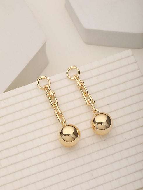 Anti-Tarnish 18k Gold Plated Link Spherical ball Dangler Earrings