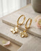 18kt Gold Plated Dangling Blossoming Flower Mini Hoop Earring