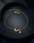 925 Sterling Silver 18kt Gold Plated CZ Moon and Star Charm Bracelet