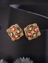 Gold Plated Uncut Moissanite Kundan Studded Mango Design Minimal Studds Earrings
