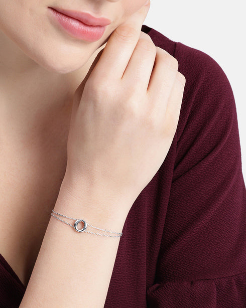 Rhodium Plated Double Chain Halo Bracelet