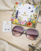Women Grey Toned UV Protected Sunglasses & Rhodium Plated Solitaire Drop Earring Set