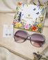 Women Grey Toned UV Protected Sunglasses & Rhodium Plated Solitaire Drop Earring Set